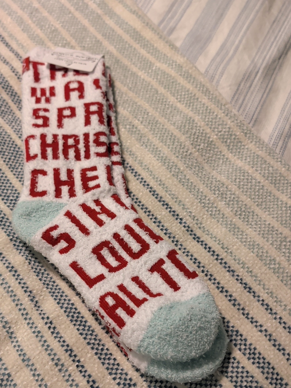 Cozy Red Text Holiday Fuzzy Socks